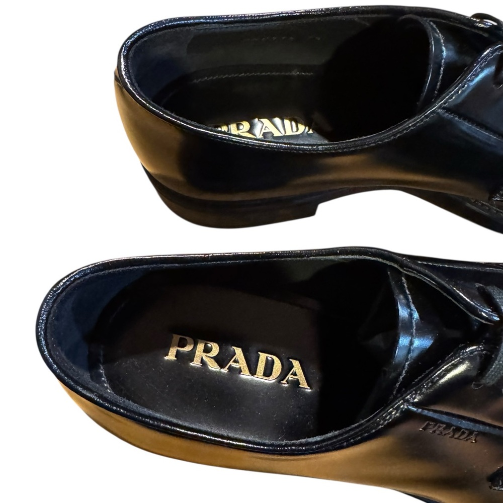 Prada Mens Black Classic Derby Shoes - Picture 3 of 6